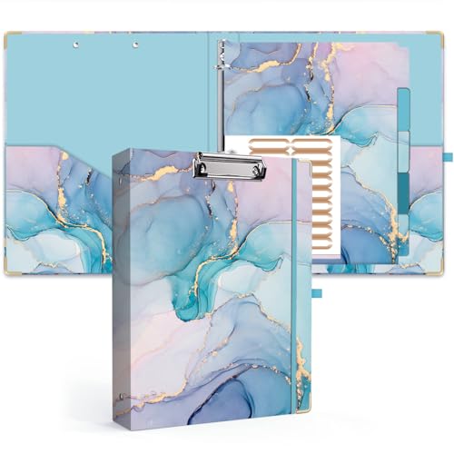 Lateefah 3 Ring Binder, 1 Inch Binder Organizer for Letter Size(8.5'' x 11'') with 5-Tab Dividers and Pockets, File Folders with Low Profile Clipboard for Office, School Supplies - Image 1
