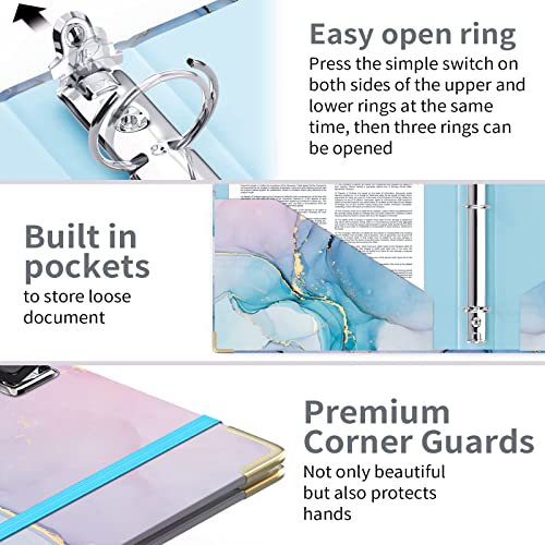 Lateefah 3 Ring Binder, 1 Inch Binder Organizer for Letter Size(8.5'' x 11'') with 5-Tab Dividers and Pockets, File Folders with Low Profile Clipboard for Office, School Supplies - Image 3