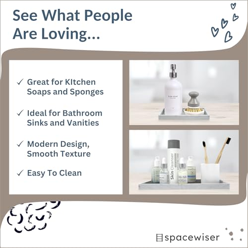 Spacewiser Countertop and Vanity Tray - 2 PC (11” and 7”) Shatterproof Silicone Kitchen and Bathroom Trays for Counter, Kitchen Soap Dispenser Tray, Vanity Trays for Bathroom, Perfume Key Tray - Image 5