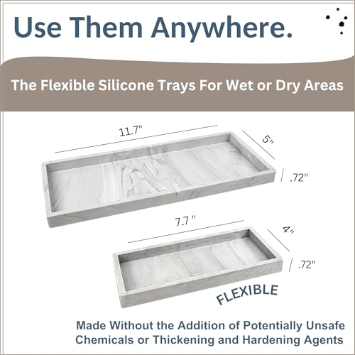 Spacewiser Countertop and Vanity Tray - 2 PC (11” and 7”) Shatterproof Silicone Kitchen and Bathroom Trays for Counter, Kitchen Soap Dispenser Tray, Vanity Trays for Bathroom, Perfume Key Tray - Image 4
