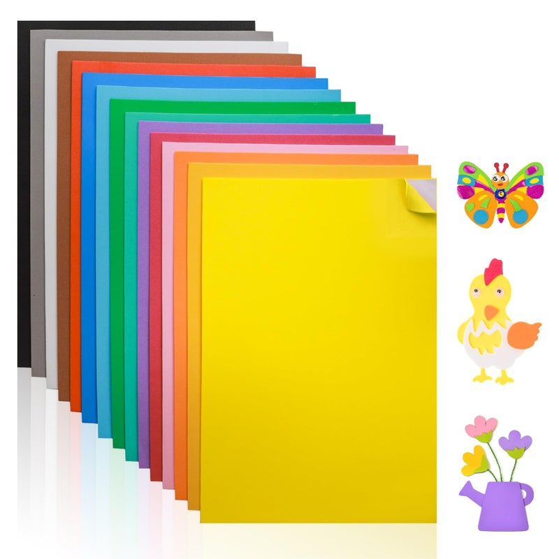 ACTIVITYYA Self-Adhesive EVA Foam Sheets for Crafts â€“ 15 Assorted Colors, 6 x 9 Inch, 2mm Thickness, Peel & Stick Foam Paper for DIY, Scrapbooking & Kidsâ€™ Art. (Assorted) - Image 1