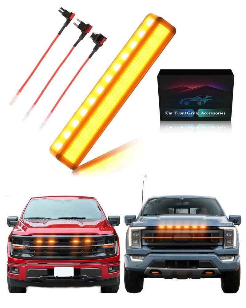 OKLSG LED Front Grill Lights for 2024 2025 F150 Grille Accessories 20182023 F150 Warning lampAmber Lights 4