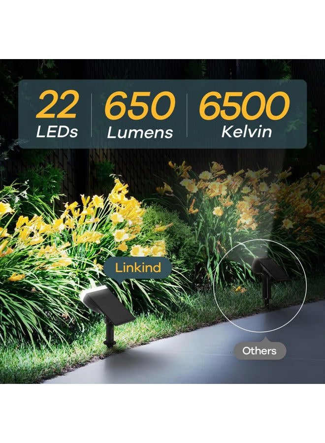 Linkind Solar Lights Outdoor Waterproof IP65, StarRay Dusk-to-Dawn Outdoor Solar Lights, 3 Lighting Modes Solar Spot Lights Outdoor for Garden, Yard, Landscape (Daylight, 2 Pack) - Image 3