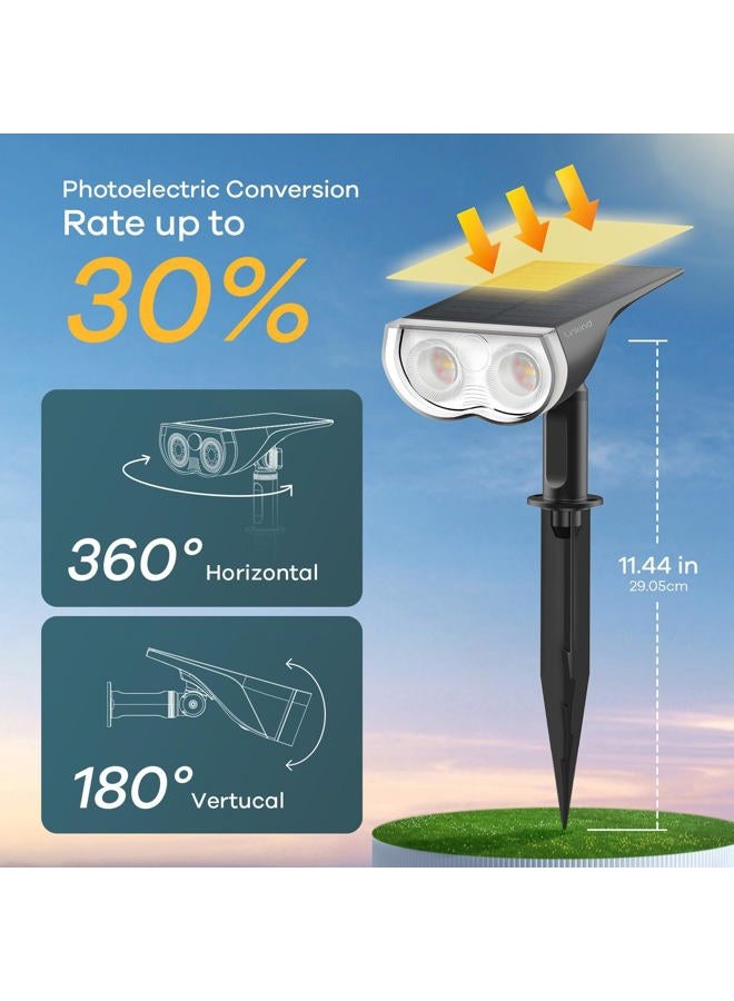 Linkind Solar Lights Outdoor Waterproof IP65, StarRay Dusk-to-Dawn Outdoor Solar Lights, 3 Lighting Modes Solar Spot Lights Outdoor for Garden, Yard, Landscape (Daylight, 2 Pack) - Image 2