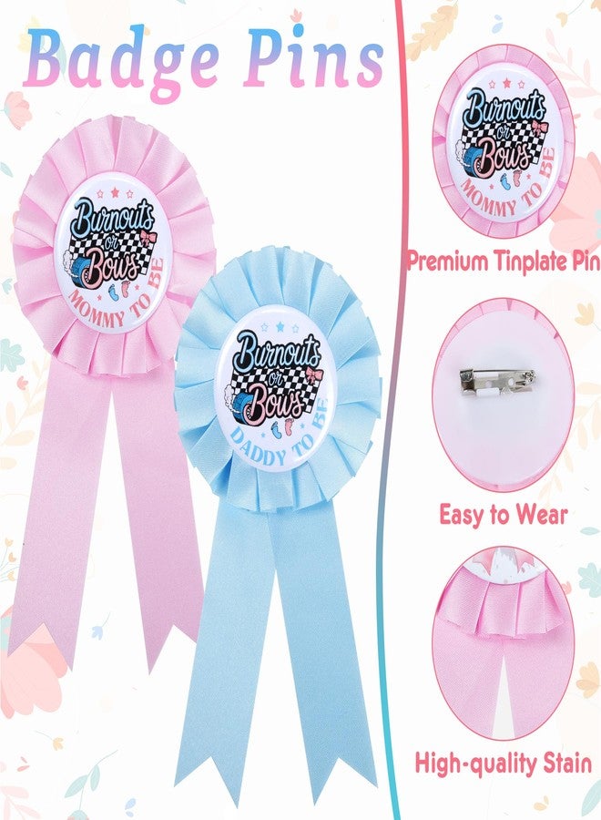 Ohmique Burnouts or Bows Gender Reveal Decorations - 50 Pcs Burnouts Bows Gender Reveal Button Pins with 2 Pcs Daddy to be & Mommy to be Tinplate Badge Pin, Team Boy or Team Girl Party Favors for Baby Shower - Image 4