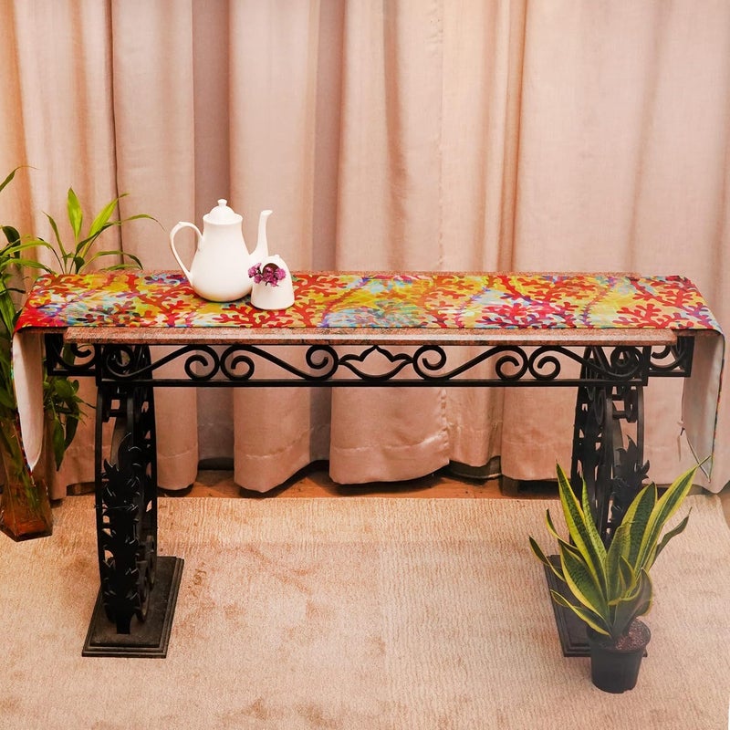 Zeba Zeba World Velvet Abstract Print Olive Green 4 Seater/ 6 Seater Table Runner Cloth, Dining Table Runner, Table Runner for Living Room- 30 cms x 210 cms; 12 inches x 84 inches. - Image 4