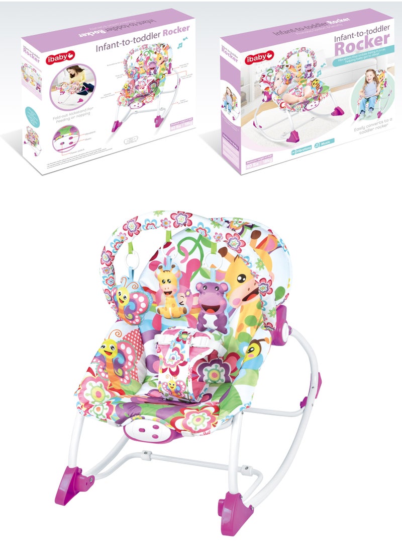 Reclinable Infant To Toddler Soothing Bouncer with Calm Vibration and Music Function - Violet