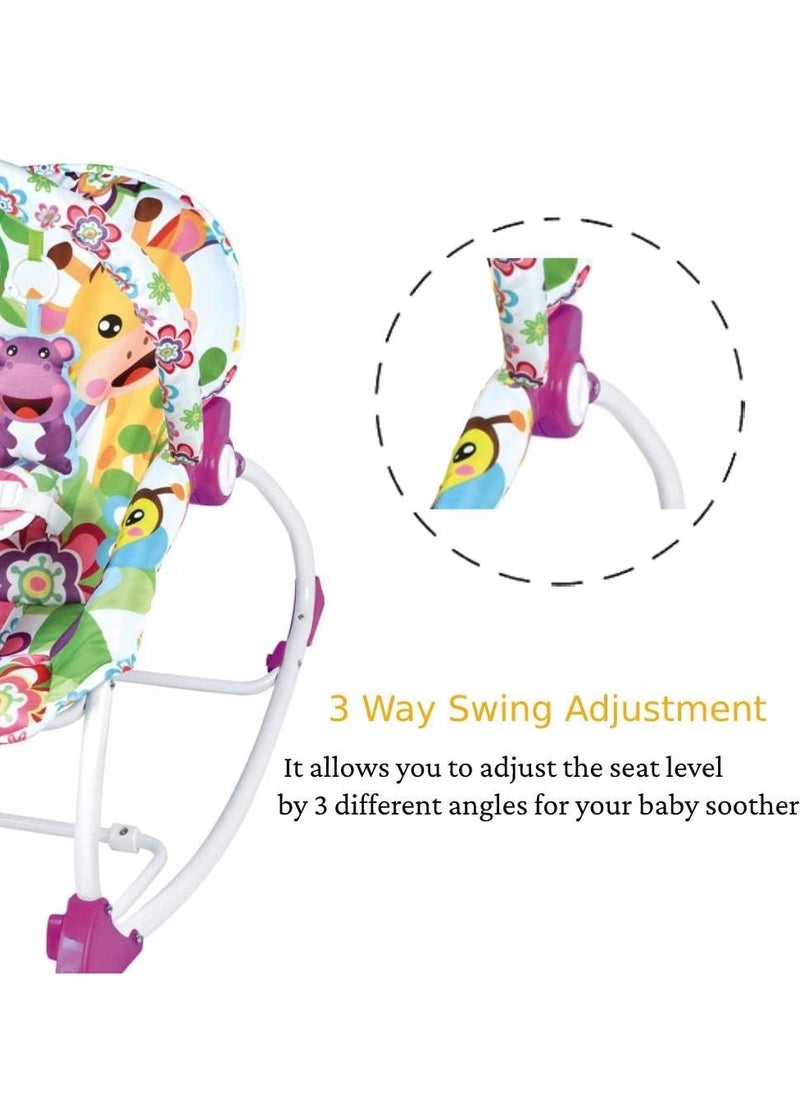 Reclinable Infant To Toddler Soothing Bouncer with Calm Vibration and Music Function - Violet