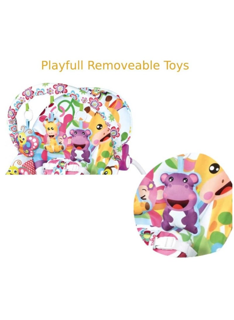 Reclinable Infant To Toddler Soothing Bouncer with Calm Vibration and Music Function - Violet