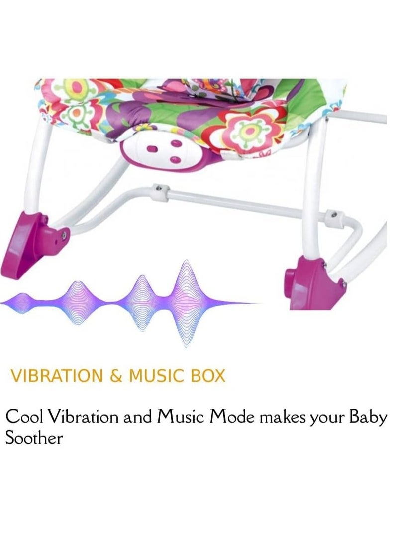 Reclinable Infant To Toddler Soothing Bouncer with Calm Vibration and Music Function - Violet