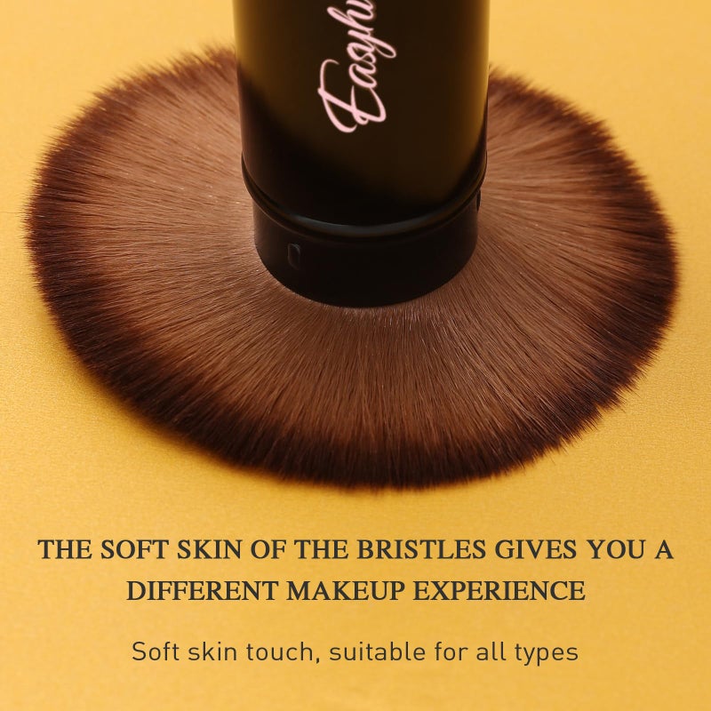 Easyhut Retractable Kabuki Makeup Brushes 2 Pcs Blush Brushes Set Portable Powder Brushes with Flat and Angled Top for Liquid Cream Cosmetics Travel. (rose gold) - Image 3