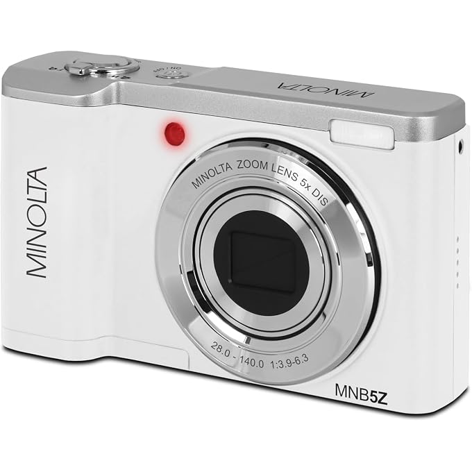 Minolta MNB5Z 56MP Dual Lens Point & Shoot Digital Camera with 5X Optical Zoom & 5K Ultra HD Video Bundle with 32GB Memory Card + Vlogger Tripod + Bag + 6Ave Cleaning Kit + More Accessories (White) - Image 4
