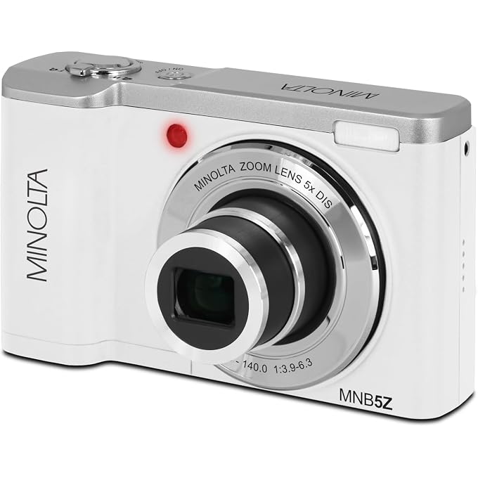 Minolta MNB5Z 56MP Dual Lens Point & Shoot Digital Camera with 5X Optical Zoom & 5K Ultra HD Video Bundle with 32GB Memory Card + Vlogger Tripod + Bag + 6Ave Cleaning Kit + More Accessories (White) - Image 2
