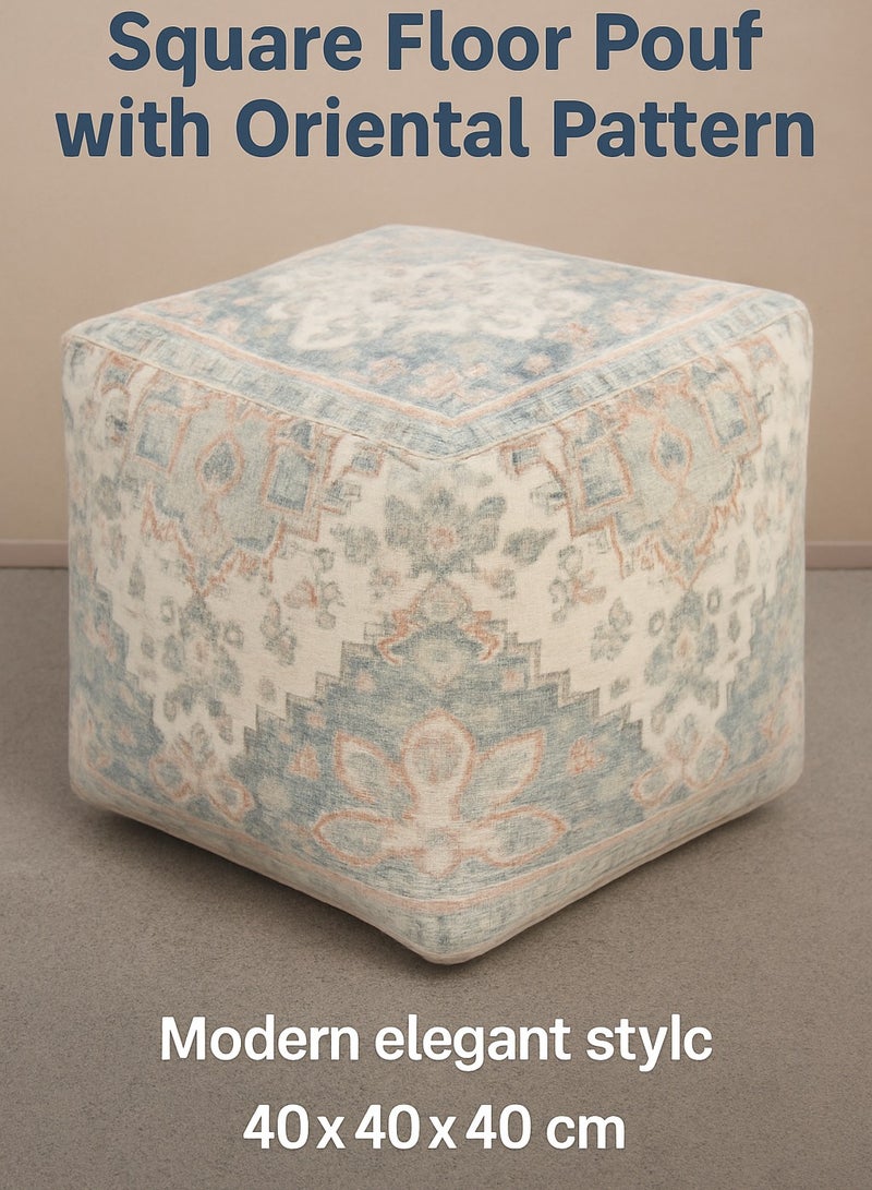 لوفت بوف مربع أرضي بنقشة شرقية، تصميم عصري أنيق، ألوان هادئة، مقاس 40×40×40 سم - متعدد الاستخدامات- نامبونج