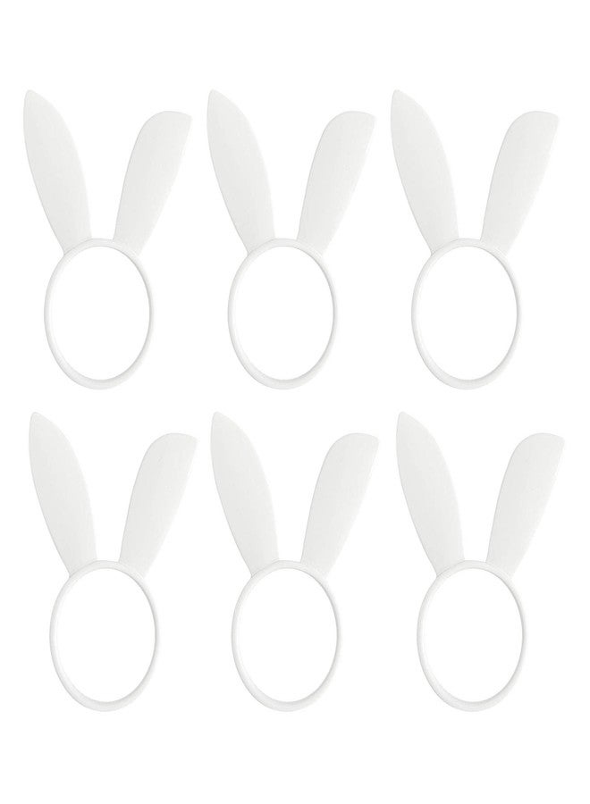 wonlex Easter Napkin Rings Set of 6, White Rabbit Ear Napkin Holder Ring for Spring, Wedding, Dinner Party, Banquet, Birthday (Easter Bunny) - Image 1