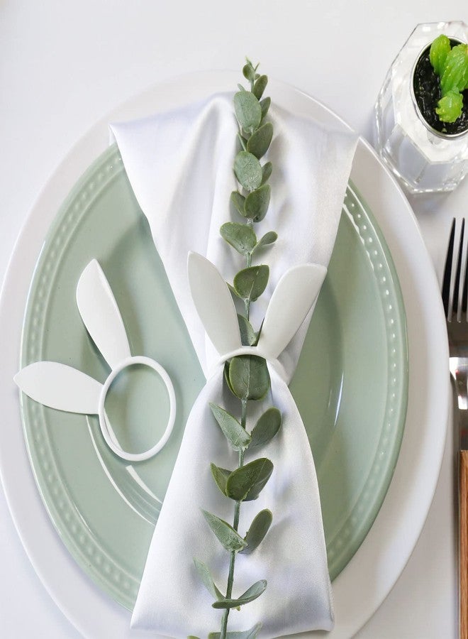 wonlex Easter Napkin Rings Set of 6, White Rabbit Ear Napkin Holder Ring for Spring, Wedding, Dinner Party, Banquet, Birthday (Easter Bunny) - Image 2