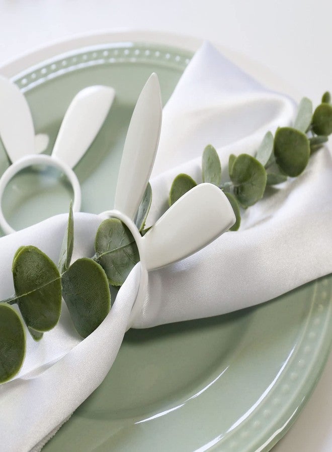 wonlex Easter Napkin Rings Set of 6, White Rabbit Ear Napkin Holder Ring for Spring, Wedding, Dinner Party, Banquet, Birthday (Easter Bunny) - Image 3