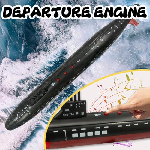 OTONOPI Toy Submarine Military Toy Naval Ship with Launching Function Model Ship with Sound Effects Army Toy War Ship Play Set for Kids 165 Inches Boat with Display Stand - Image 5