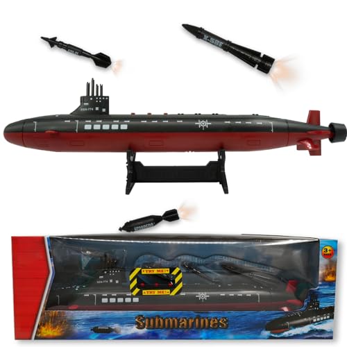 OTONOPI Toy Submarine Military Toy Naval Ship with Launching Function Model Ship with Sound Effects Army Toy War Ship Play Set for Kids 165 Inches Boat with Display Stand - Image 1