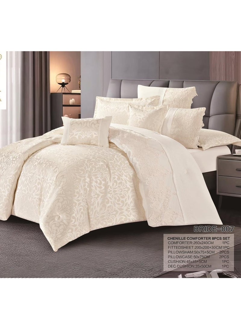 Bridal bedspread set, 8 pieces, summer bag, full filling, Chanel fabric with microfiber - Image 2