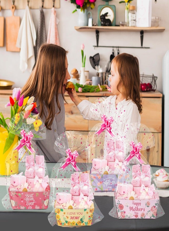 OSNIE Mother's Day Empty Gift Baskets Kit- 24 Sets Happy Mother's Day Basket for Gifts Empty with Pink Heart Cellophane Bags and Ribbons Bows for Women Festivals Holiday Business Birthday Party Decor - Image 5
