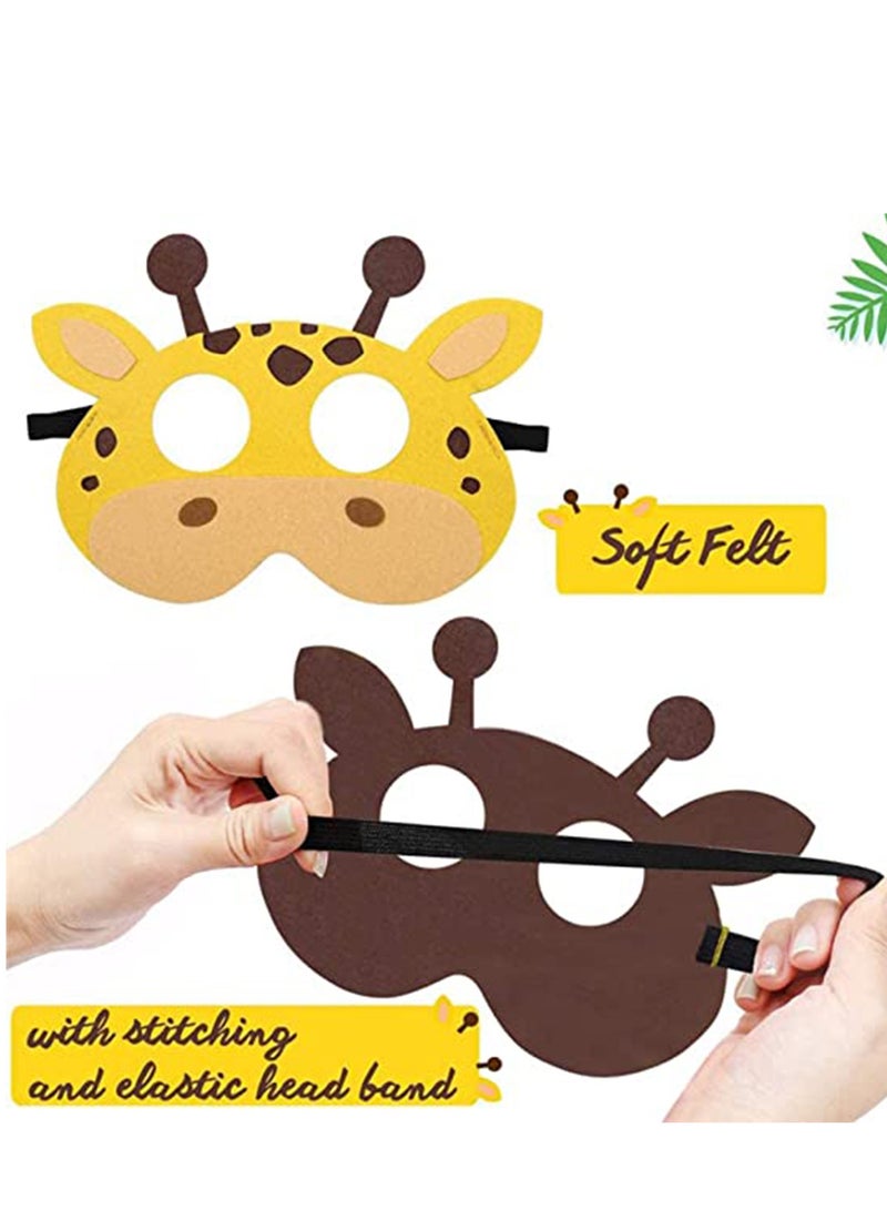 SOLARAE Jungle Party Decorations, Animal Felt Masks Wild Friends Theme Birthday Favors Kids Costumes Masks Dress-Up Supplies(12 Pieces) - Image 3