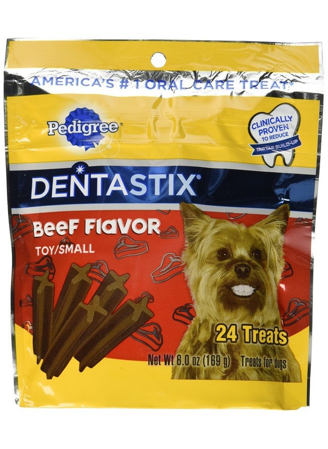 Pedigree Dentastix Beef Flavor Toy/Small Treats For Dogs  6 Oz. 24 Treats  - Image 1
