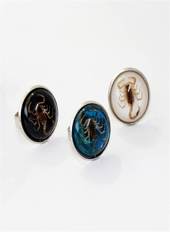 YZYDF Stylish Round Scorpion Rings Adjsuatble Opening Rings Resin Statement Unique Finger Jewellery Trendy Couple Gift, Amber - Image 5