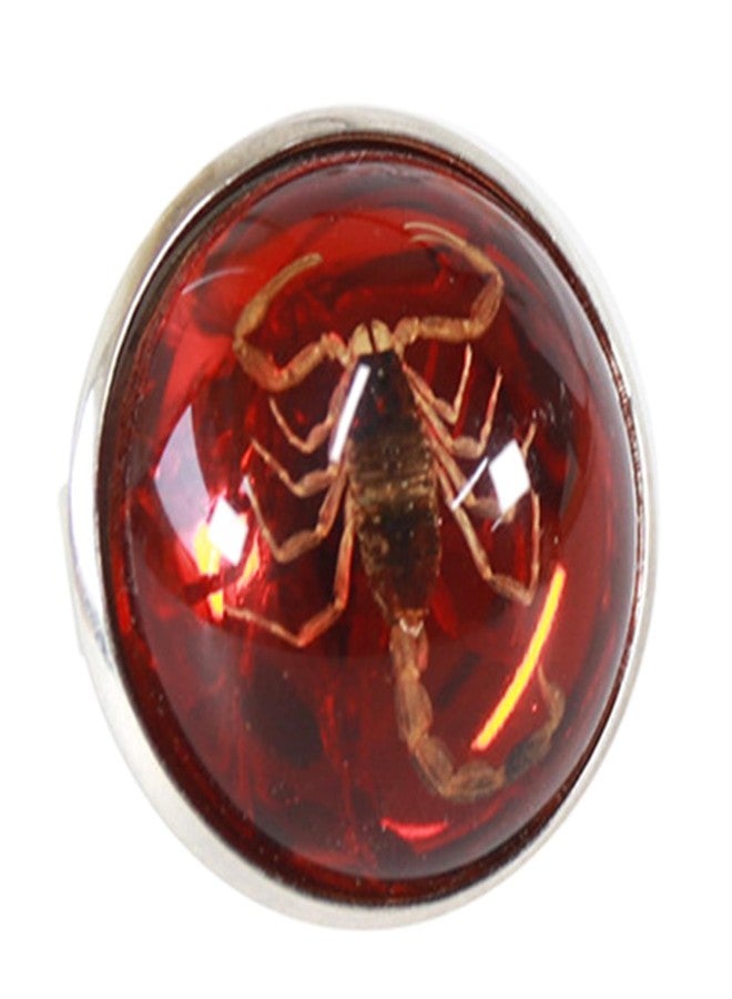 YZYDF Stylish Round Scorpion Rings Adjsuatble Opening Rings Resin Statement Unique Finger Jewellery Trendy Couple Gift, Amber - Image 1