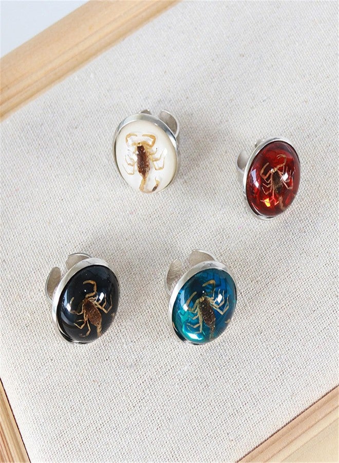 YZYDF Stylish Round Scorpion Rings Adjsuatble Opening Rings Resin Statement Unique Finger Jewellery Trendy Couple Gift, Amber - Image 3