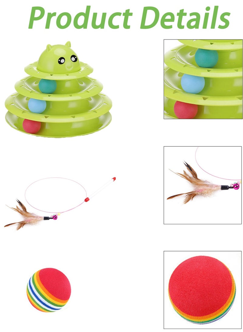 Kidle 15 Pcs Cat Toys for Indoor Cats Kitten Pet Interactive Fun Roller Exerciser Track Toys 3 Level Cat Teaser Ball Toys with Cat Feather Wand Toy - Image 3