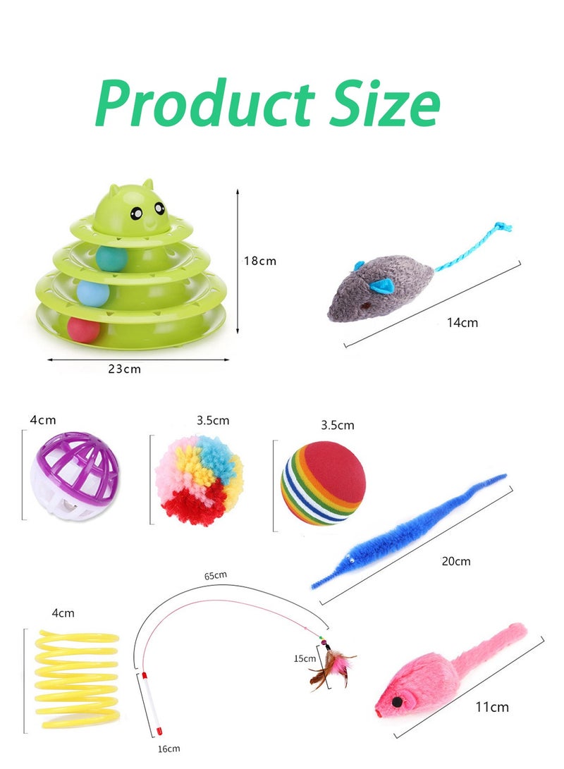 Kidle 15 Pcs Cat Toys for Indoor Cats Kitten Pet Interactive Fun Roller Exerciser Track Toys 3 Level Cat Teaser Ball Toys with Cat Feather Wand Toy - Image 2