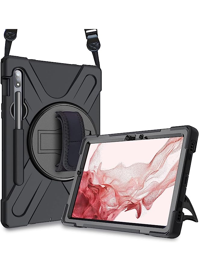 Procases Galaxy Tab S8 2022 / Tab S7 2020 11 Inch Case (Sm-X700/X706/T870/T875) With S Pen Holder, Rugged Heavy Duty Shockproof Rotating Kickstand Protective Cover For Galaxy Tab S8 S7 11" -Black - Image 1