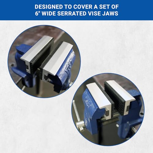 Yost Tools Yost Vises MA-360 Universal 6" Magnetic Aluminium Vise Jaw Caps Smooth Serrated Vise Jaw Cover Jaw Cover fits 6" Inch Vise Easily Attach with Magnet Strip - No Bolts Needed 1 Pair - Image 3