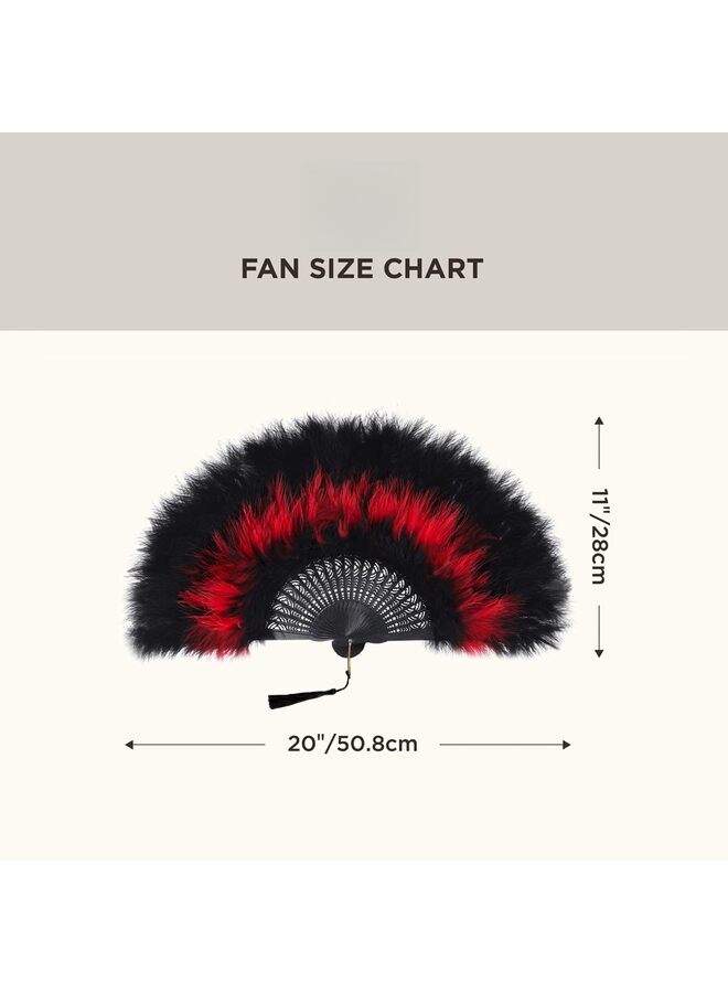 Feather Fan 20s Vintage Folding Fan Flapper Hand Fan for Costume Dancing Show Tea Party Wedding Decoration BLACK, One Size  - Image 2