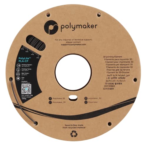 polymaker خيوط بوليمكر كربون فايبر PLA بقطر 1.75 مم، خيوط PLA مدعمة بألياف الكربون لطابعة ثلاثية الأبعاد بوزن 1 كجم - بوليلايت 1.75 مم خيوط PLA للطباعة ثلاثية الأبعاد قوية وسهلة الطباعة ومطفية - Image 4