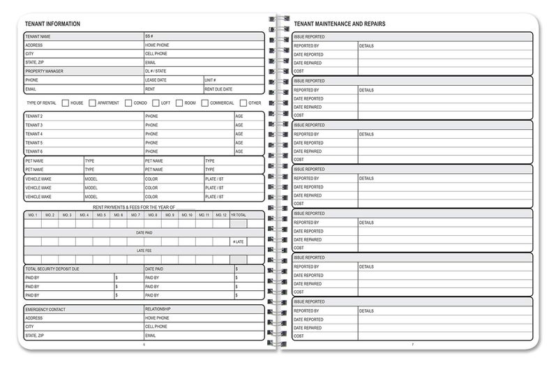 BookFactory Rental Property Record Book/Landlord Renter Record Keeping Log Book - Wire-O, 100 Pages, 8.5" x 11" (LOG-100-7CW(RentalProperty)-RX) - Image 4