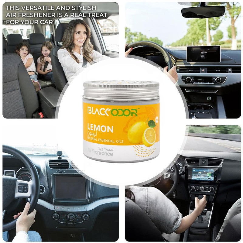 Black Odor Lemon Air Freshener Gel for Car, Home & Office - Natural Essential Oils - 100% Spill Proof Odor Eliminator - Long Lasting Citrus Fragrance - Versatile Scent for Dashboard, Cup Holder, Bedroom, Living Room & Work Spaces - Non-Toxic - Image 5