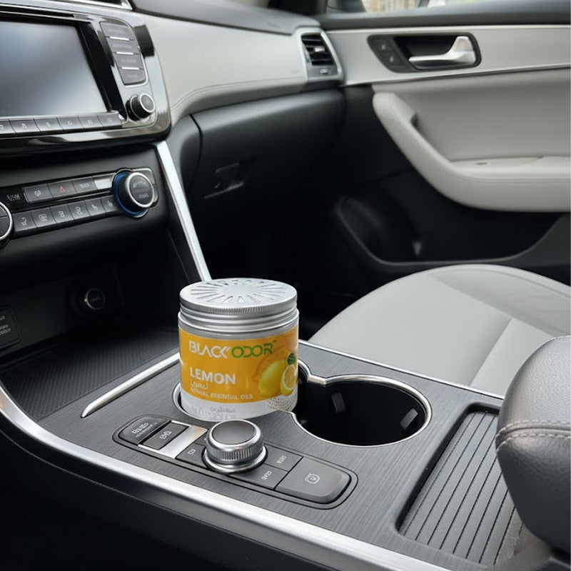 Black Odor Lemon Air Freshener Gel for Car, Home & Office - Natural Essential Oils - 100% Spill Proof Odor Eliminator - Long Lasting Citrus Fragrance - Versatile Scent for Dashboard, Cup Holder, Bedroom, Living Room & Work Spaces - Non-Toxic - Image 2