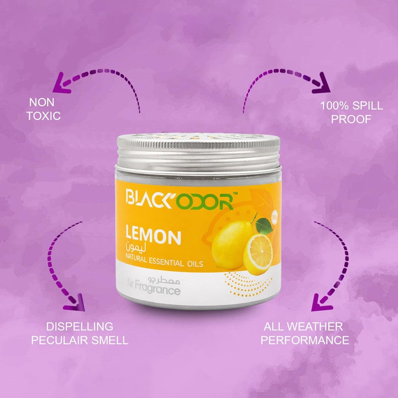 Black Odor Lemon Air Freshener Gel for Car, Home & Office - Natural Essential Oils - 100% Spill Proof Odor Eliminator - Long Lasting Citrus Fragrance - Versatile Scent for Dashboard, Cup Holder, Bedroom, Living Room & Work Spaces - Non-Toxic - Image 4