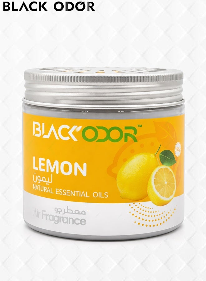 Black Odor Lemon Air Freshener Gel for Car, Home & Office - Natural Essential Oils - 100% Spill Proof Odor Eliminator - Long Lasting Citrus Fragrance - Versatile Scent for Dashboard, Cup Holder, Bedroom, Living Room & Work Spaces - Non-Toxic - Image 1