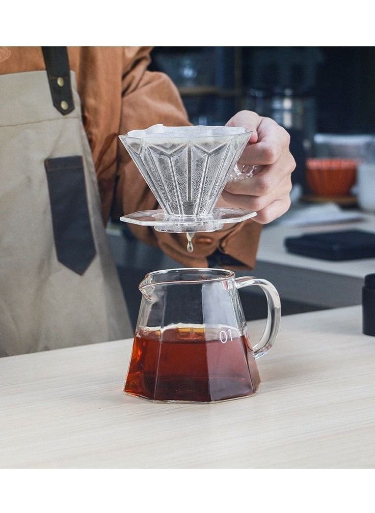 Bronze V60 Drip Coffee Maker Set Manual Coffee Server Heat Resistant Glass Tea Pot With Espresso Pour Over Brewing Chemex Coffee Dripper Filter 450ml  - Image 2