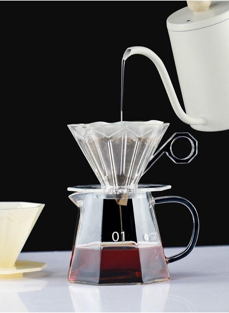Bronze V60 Drip Coffee Maker Set Manual Coffee Server Heat Resistant Glass Tea Pot With Espresso Pour Over Brewing Chemex Coffee Dripper Filter 450ml  - Image 3