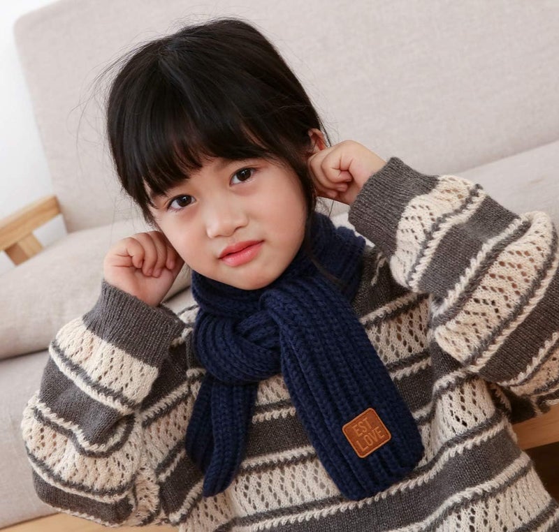 Levao Kids Winter Knitted Warm Scarf Boys Girls Toddlers Solid Color Soft Scarfs Neck Warmer - Image 3