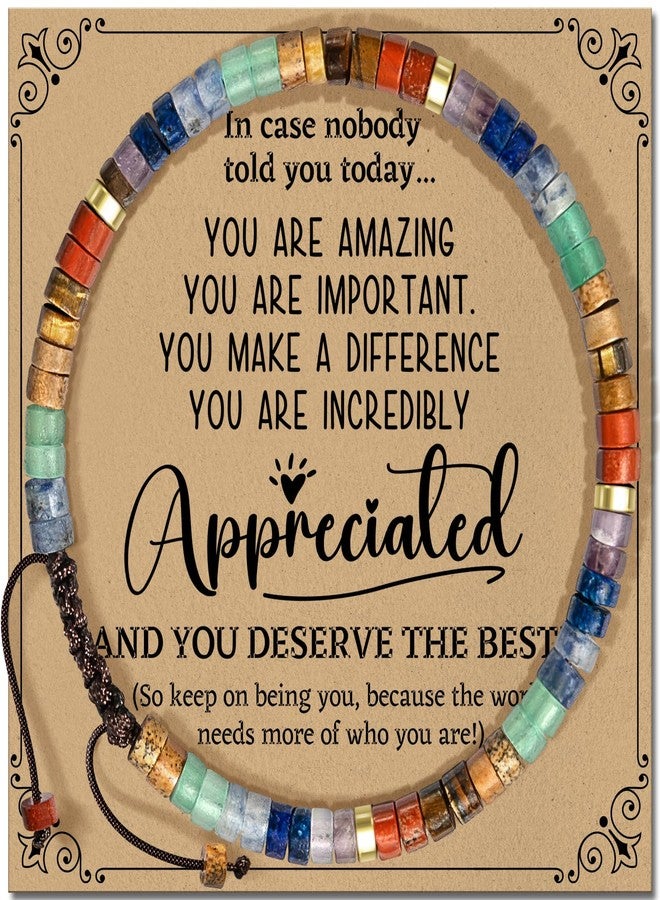 ZOKCC Cheer Up Gifts Bracelets for Women: Healing Natural Stone Bracelets with Postive Words - Inspirational Friendship Gifts for Women Best Friends Sister Bestie Coworker (C- APPRECIATED- RAINBOW STONE) - Image 1