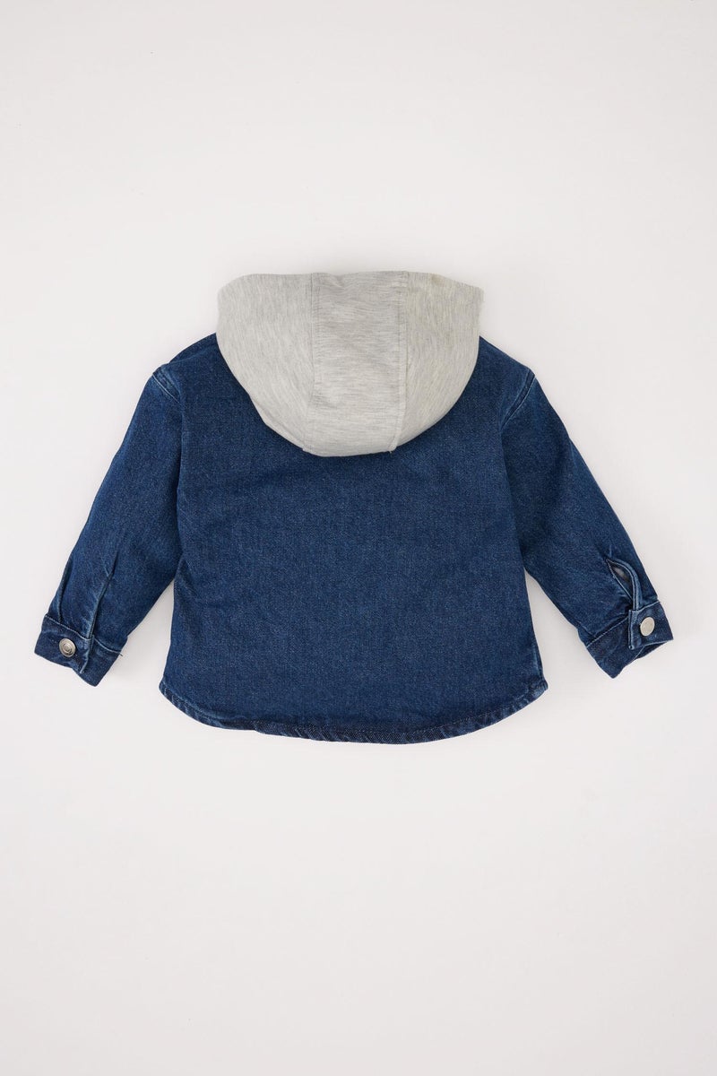 Baby Boy Hooded Pocketed Buttoned Jean Jacket