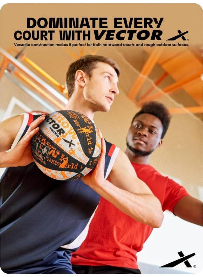 Vector X VECTOR X POWER-BLACK-WHITE-ORANGE-5 Basketball - Size: 5  (Kids, Pack of 1, Multicolor) - Image 3