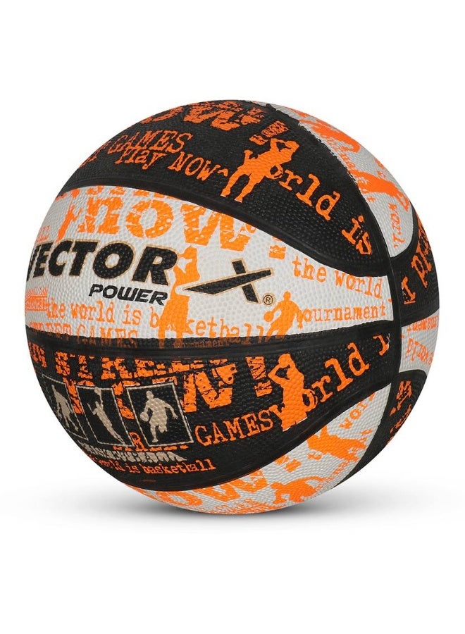 Vector X VECTOR X POWER-BLACK-WHITE-ORANGE-5 Basketball - Size: 5  (Kids, Pack of 1, Multicolor) - Image 4