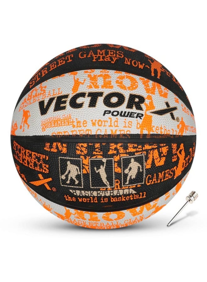 Vector X VECTOR X POWER-BLACK-WHITE-ORANGE-5 Basketball - Size: 5  (Kids, Pack of 1, Multicolor) - Image 1