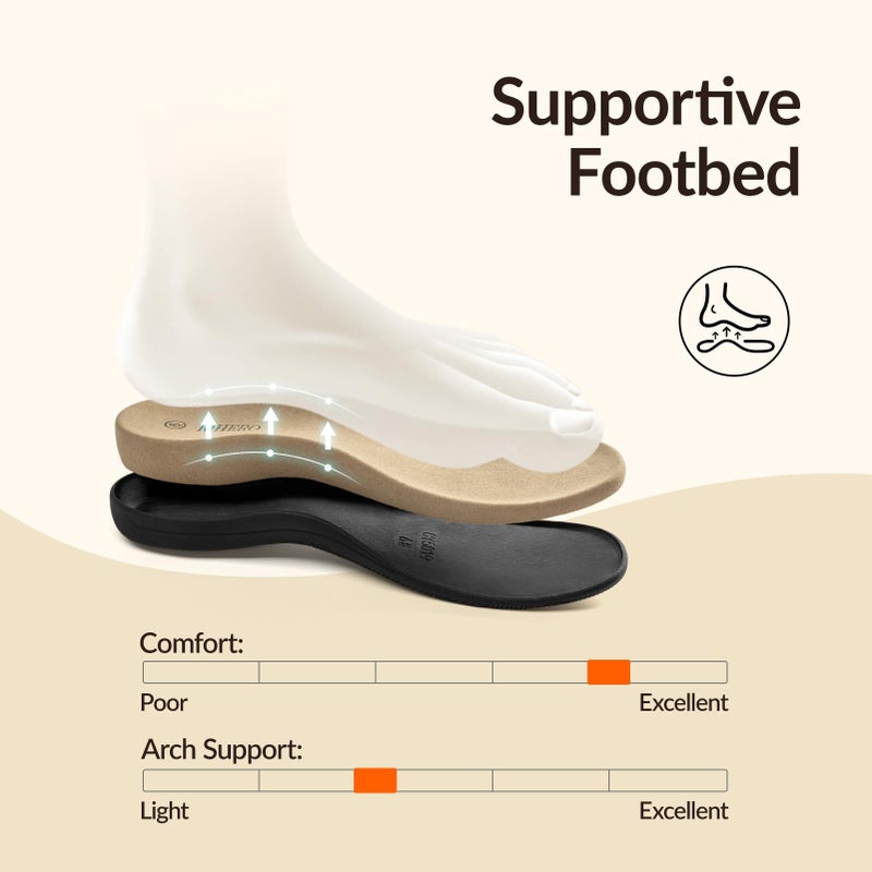Rihero Orthopedic Sandals for Women Arch Support Comfortable Flat Sandals with Adjustable Strap for Summer Beach Walking Black 8 - Image 4